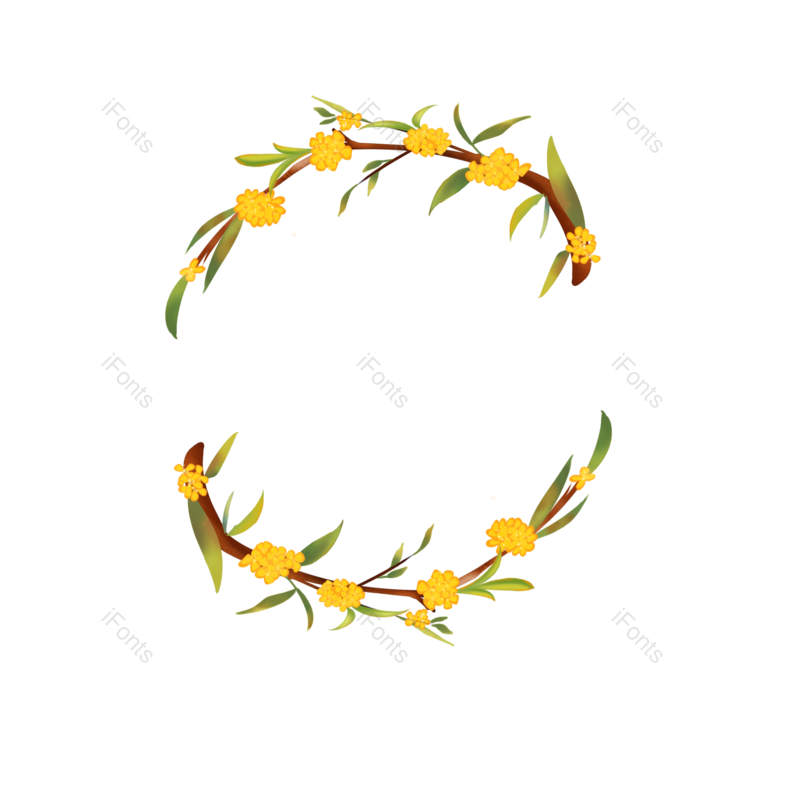 秋天图片,花环元素,植物PNG,圆环免抠素材