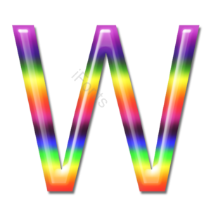 立体 炫彩 字母 彩虹字体 艺术字体 W 