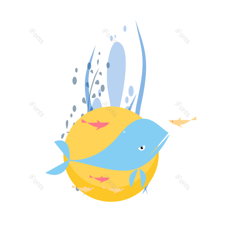 蓝色图片,海洋元素,动物PNG,海草免抠素材