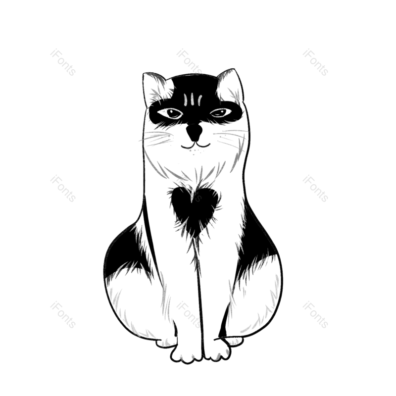 卡通图片,黑白元素,猫咪PNG,手绘风免抠素材