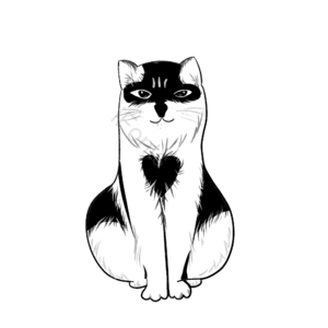 卡通 手绘风 可爱 黑白 猫咪 坐姿