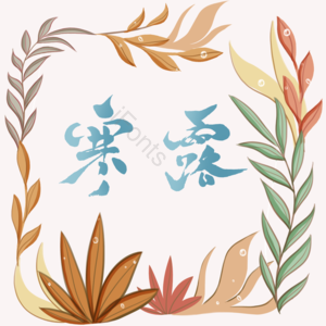 24节气 寒露 手绘 字体 植物  效果 元素
