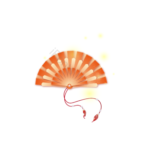 橙色 矢量 复古 扇面 折扇 元素