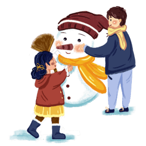 冬季 堆雪人 人物场景 人物 雪花 寒冷 雪人 设计元素