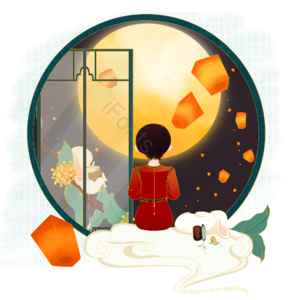 中秋 节日 月亮 兔子 祈福 意境  桂花