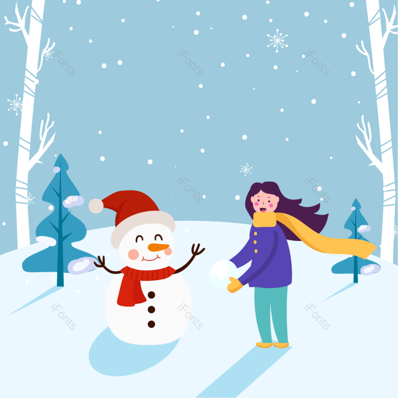 雪人图片,冬天元素,卡通手绘PNG,冬季免抠素材