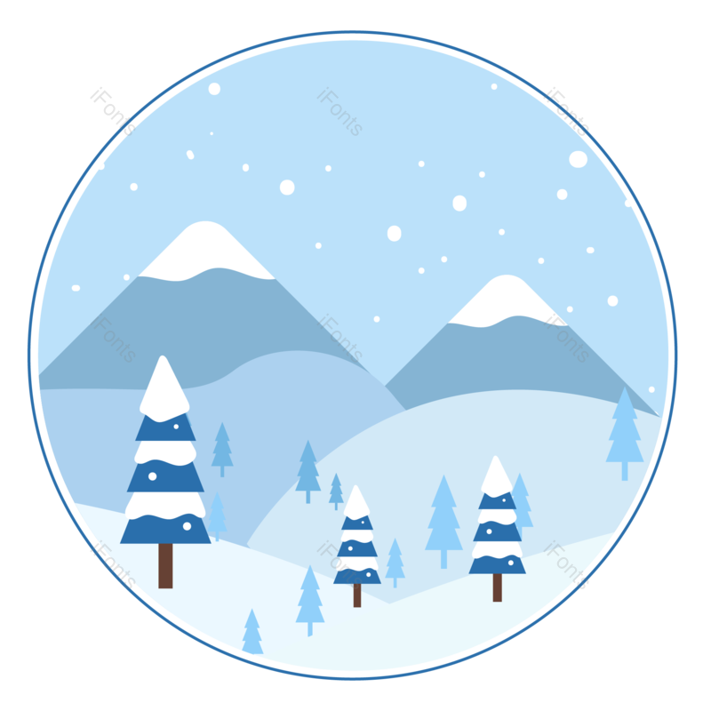 雪山图片,树木元素,冬天PNG,冬季免抠素材