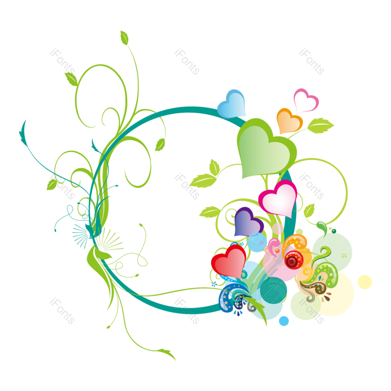 边框图片,圆形框元素,花草PNG,绿色免抠素材
