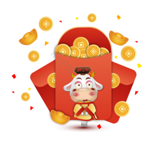 金红 牛格格 红包 促销 矢量 素材