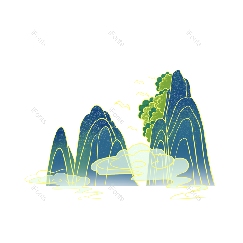 传统图片,中国元素,山水PNG,中式免抠素材