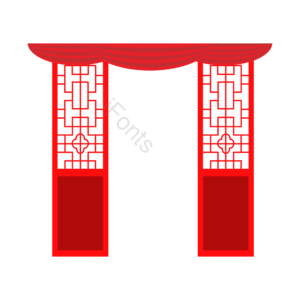 喜庆 新年 中国风 镂空 红色门 绸布