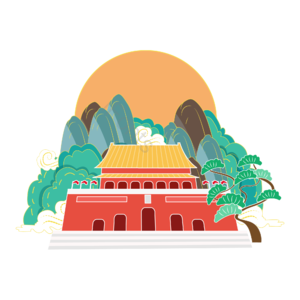手绘 国潮风 北京 天安门 景点  国潮风元素设计 中国风