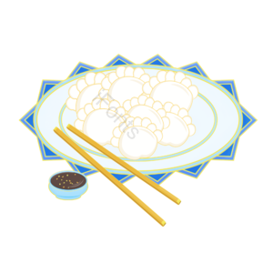 手绘 冬天 冬至 吃饺子 饺子 元素设计 饺子