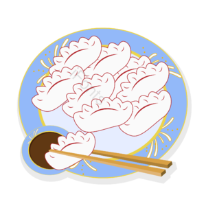 手绘 冬天 冬至 吃饺子 饺子元素设计 饺子