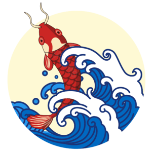 锦鲤 鲤鱼 浪花 国潮风 红色鲤鱼 中国风 国潮