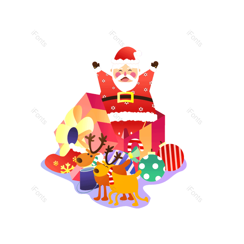 送礼物图片,麋鹿元素,设计元素PNG,圣诞老人免抠素材