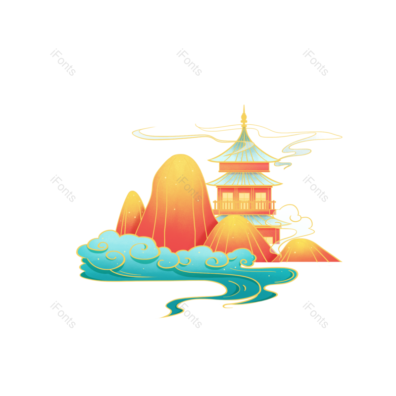 中国图片,山水元素,中式PNG,古风免抠素材
