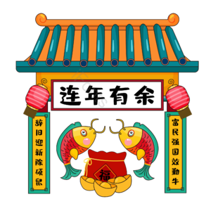 牛年祝福 门头 新年 元宝 鲤鱼 连年有余 锦鲤