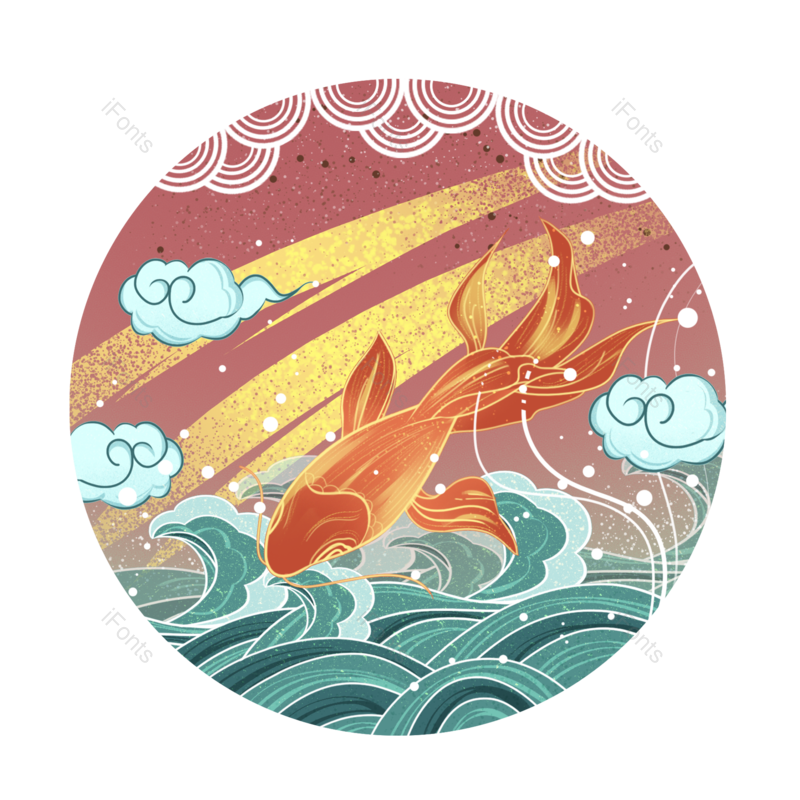 祥云图片,锦鲤元素,传统PNG,中式免抠素材