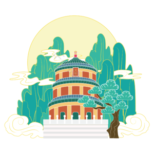 手绘 国潮风 北京 天坛 景点 国潮风 元素设计