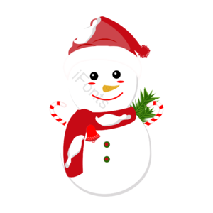 手绘 可爱 圣诞节 带着圣诞帽的雪人 雪人元素设计 圣诞帽 