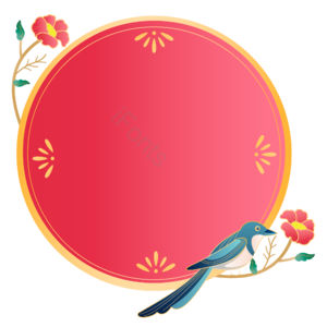 花鸟边框 红色 中国风 古风边框 鸟 花朵 国潮