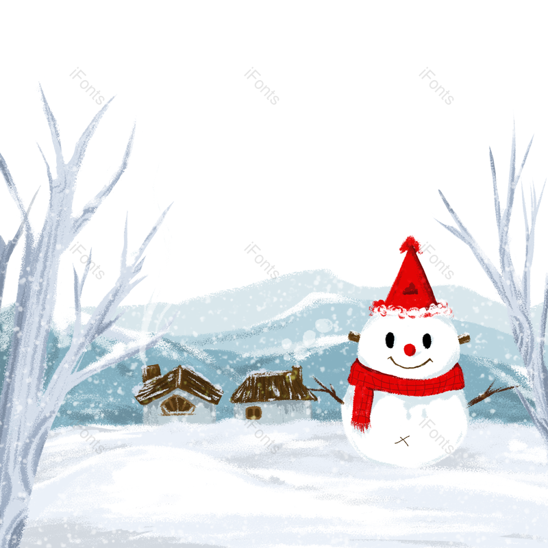 小雪图片,雪人元素,冬天PNG,冬季免抠素材