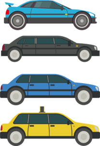 手绘 矢量 平面 卡通 侧面 彩色 小汽车