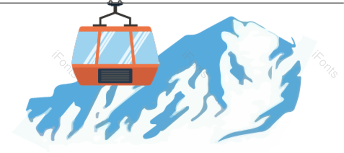 索道  缆车  动画片  观光  雪山  观光车  雪花  山峰