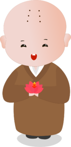 小和尚  僧人  莲花灯  橙色 