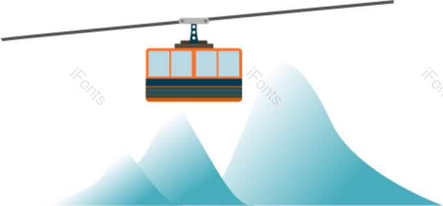 索道  缆车  动画片  观光  雪山  观光车  雪花  山峰