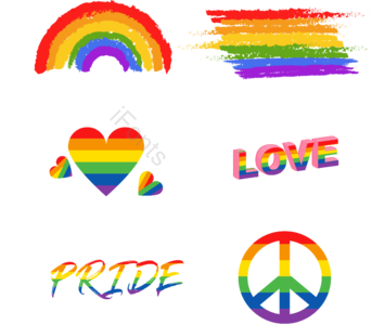 LGBT 手绘竽 爱情爱心 心爱 骄傲月 爱向量 月亮矢量图 彩色桃心心形