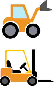 黑色 吊车 铲车 混凝土罐车 货车 工程车 运输工具 插画