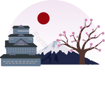 富士 东京皇宫 樱桃矢量图 樱花季