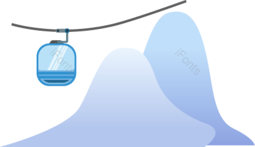 索道  缆车  动画片  观光  雪山  观光车  雪花  山峰