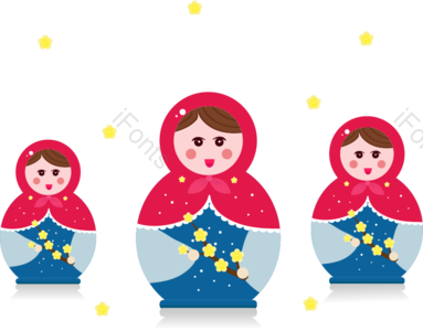 俄罗斯 套娃 元素 红色 2019 扁平风 玩具 彩绘