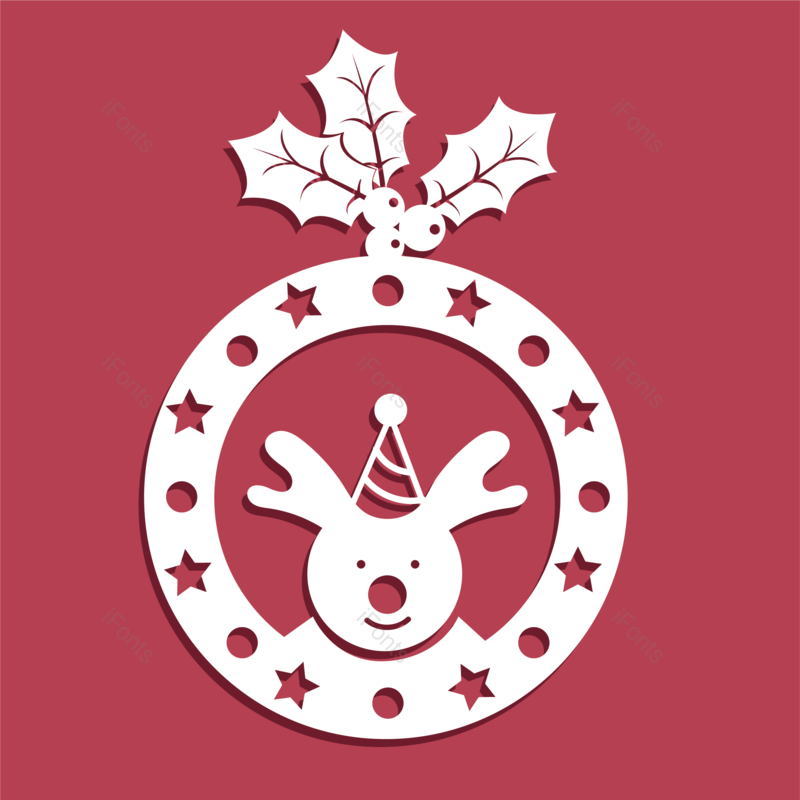 节日图片,花环元素,蓝色PNG,麋鹿免抠素材