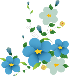 小花 绿叶 花 蓝色 藤条 黄色 花藤 花矢量