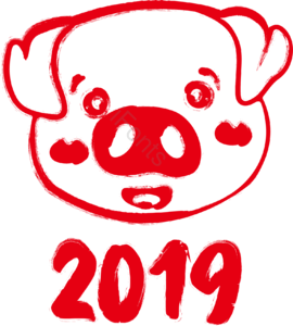 2019年 密封 小猪 插图 日本 日本 红色 红色矢量