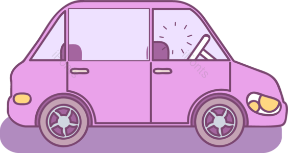 可爱 少女风 粉色 私家车 汽车 矢量 复古风格 车