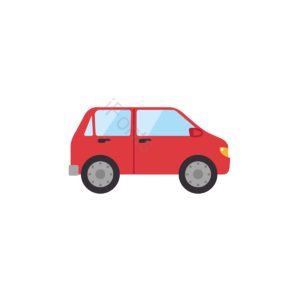 汽车 红色 扁平 简约 创意 车