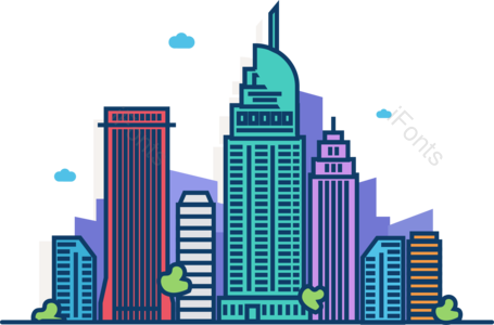 迪拜 城市 剪纸风格 著名建筑 城市景观 彩色剪纸 全景图 绿树