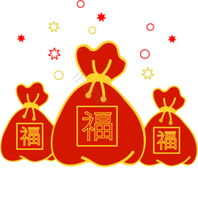 中国风 新年 福袋 红色 春节 红包 插画
