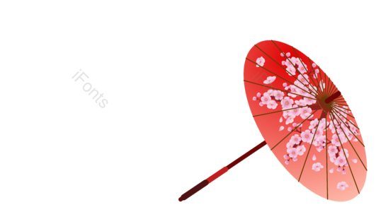 手绘 矢量 平面 樱花 和伞 花纹 樱花季