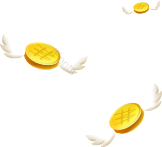 金币 翅膀 飞钱 美元符号 钱 金属 货币 黄色