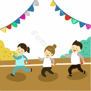 手绘 运动会 接力赛 赛跑 比赛 插图 元素