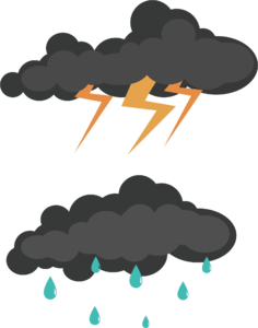 乌云 矢量 平面 手绘 卡通 雨天 闪电