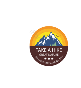 圆形徽章 徒步旅行 登山 户外冒险 t恤图案 风景插图 复古图案 标志