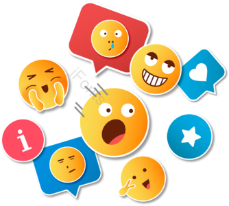 黄色圆脸 立体贴纸 可爱风格 社交表情 instagram facebook 尴尬 开心