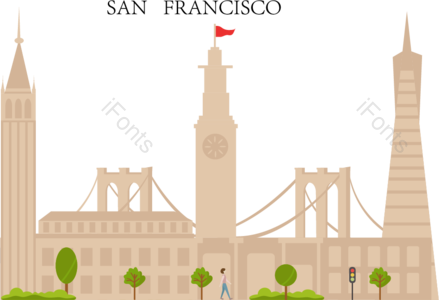 skyline 美国 热门城市 创意 建筑 景点 水平线 金门大桥